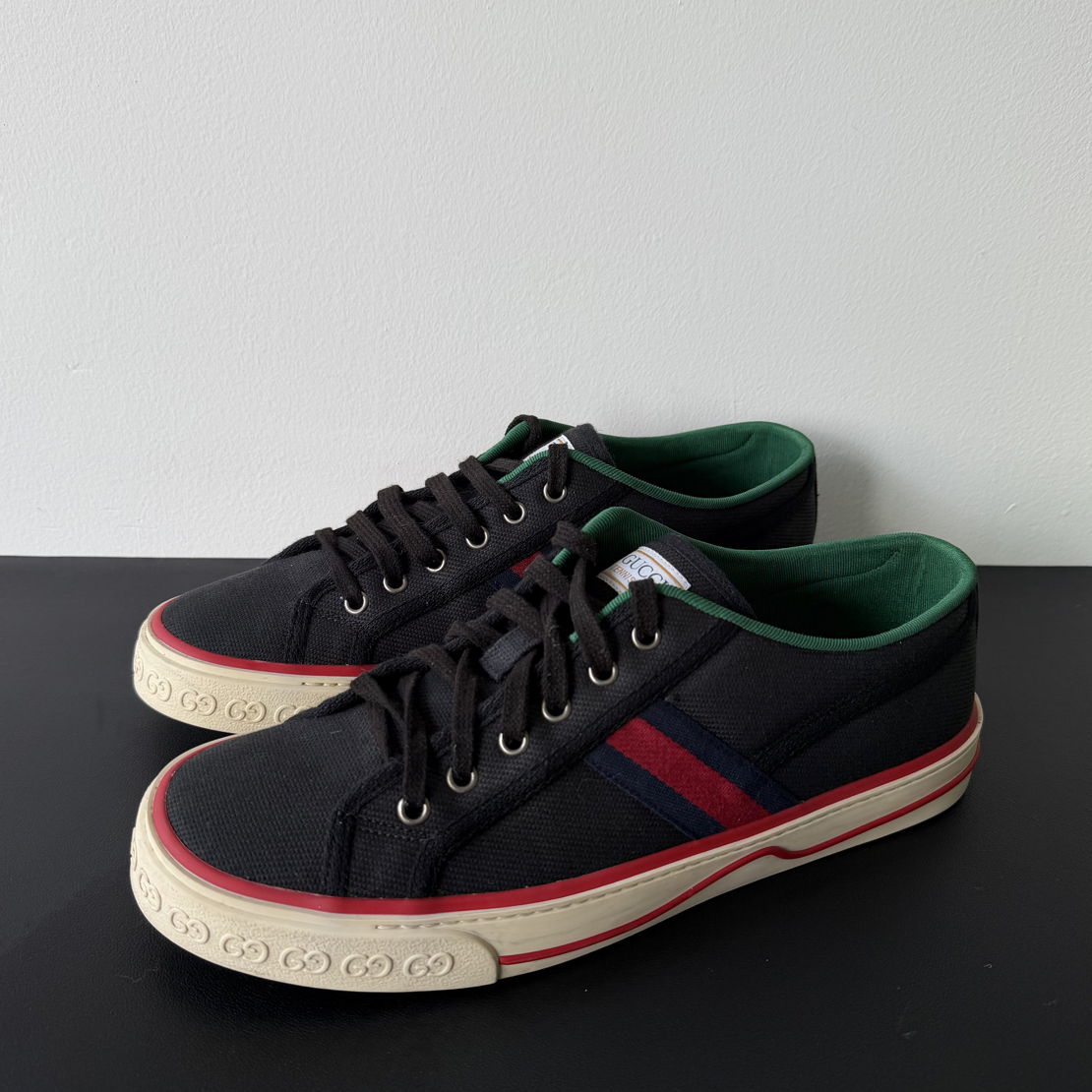 99新 GUCCI/古驰 43欧 1977黑红板鞋古驰