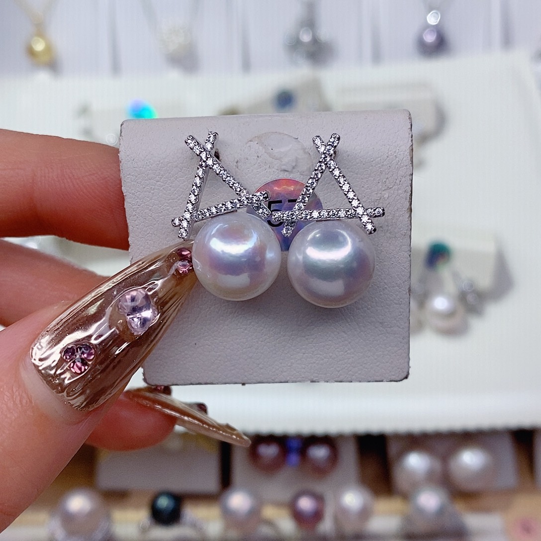 s****淡水珍珠耳饰银S925镶嵌11➕