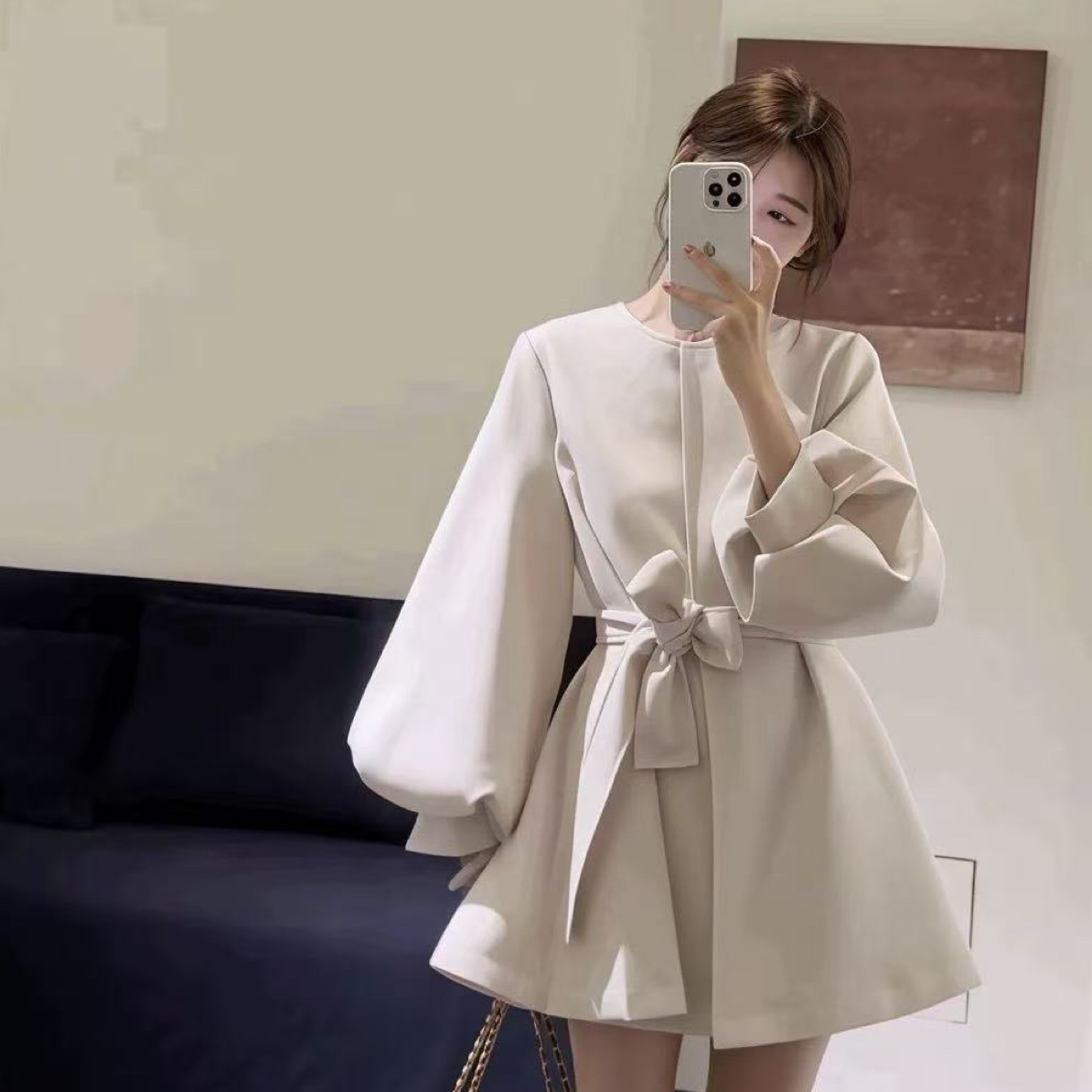 女装短款风衣女外套2025显瘦春秋灯笼袖小个子大衣爆款短外套