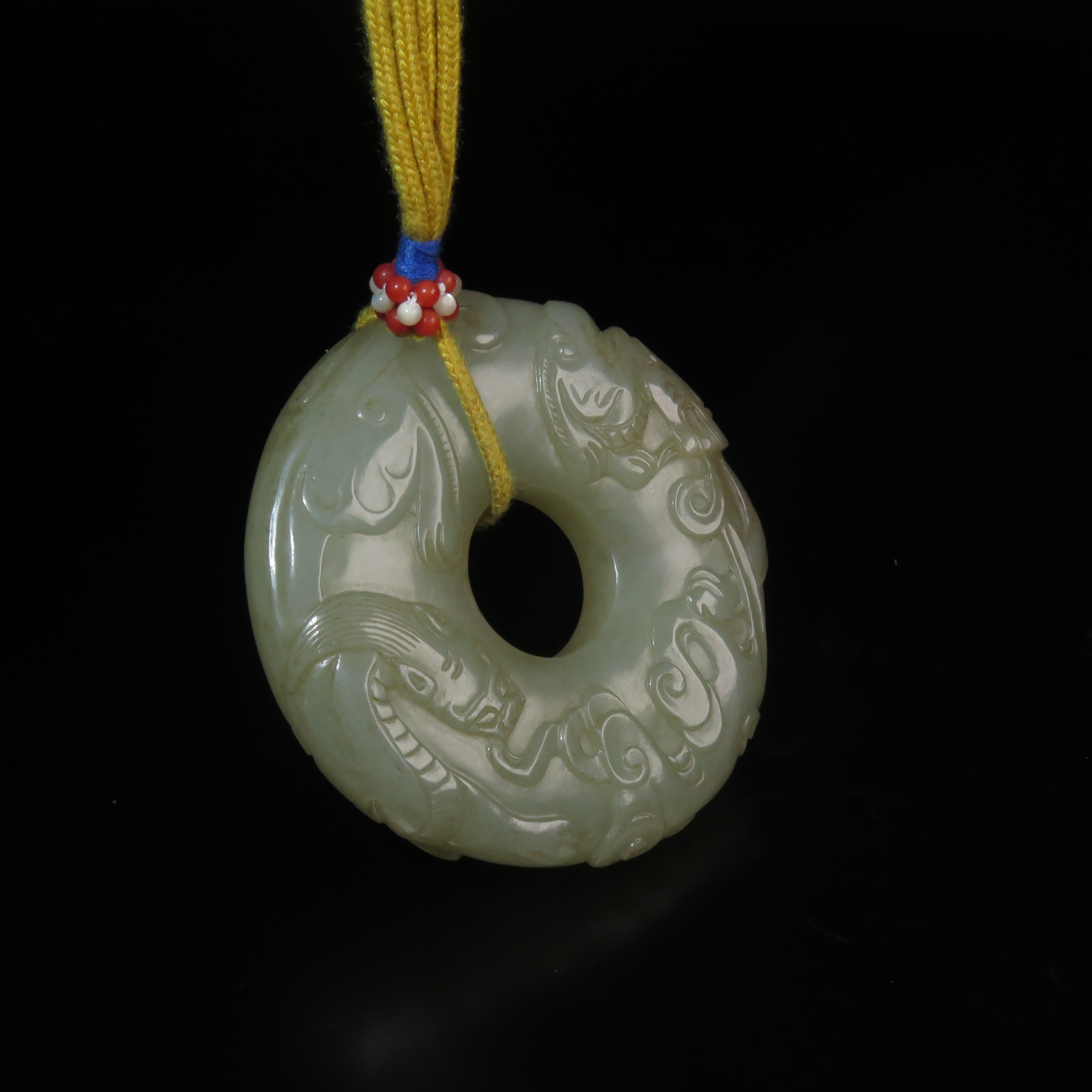 清代灵兽献瑞玉环佩/MZ370077/和田玉/民族文物