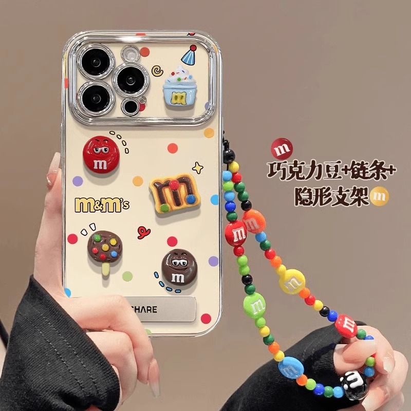 适用于小米14红米手机壳M豆手链diy多巴胺金属折叠支架创意手机壳