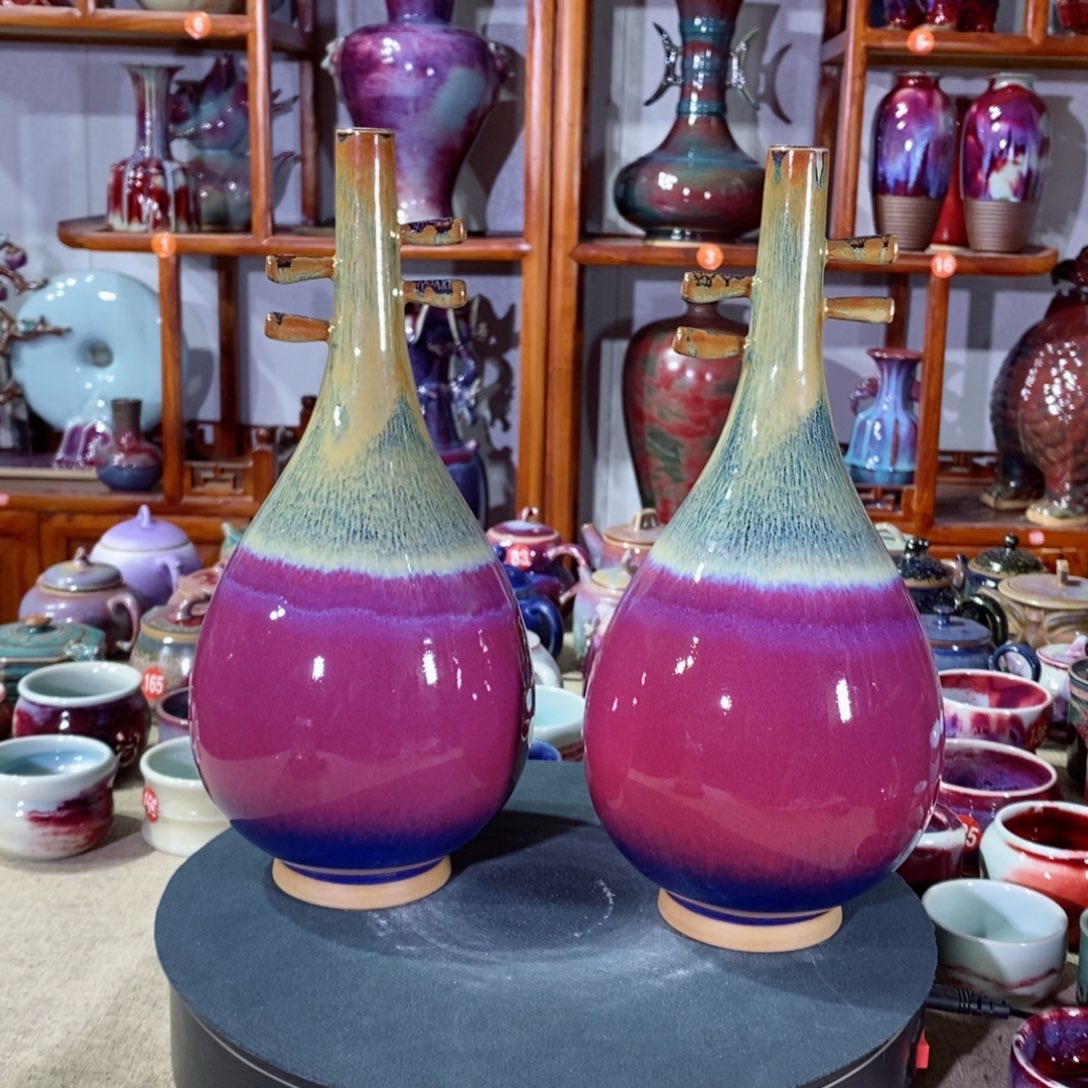 摆件*一对  神垕镇原产地钧瓷！