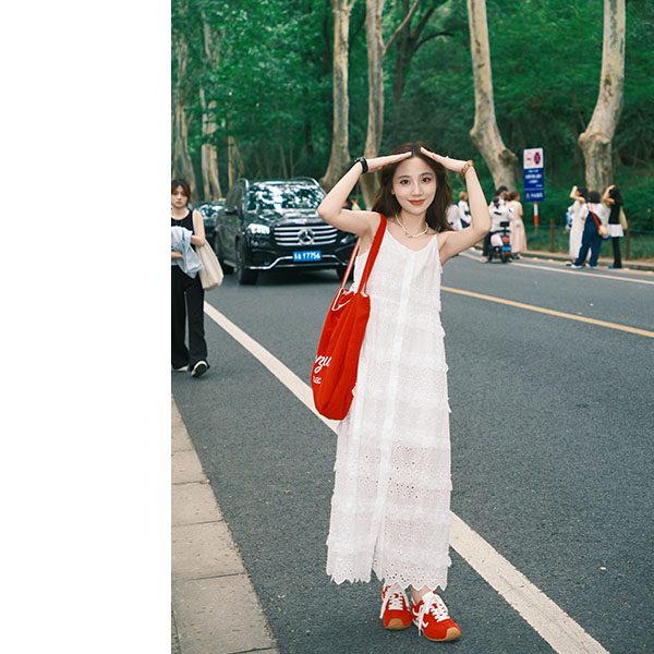 【小个子】夏季蕾丝气质宽松中长款韩版吊带连衣裙937