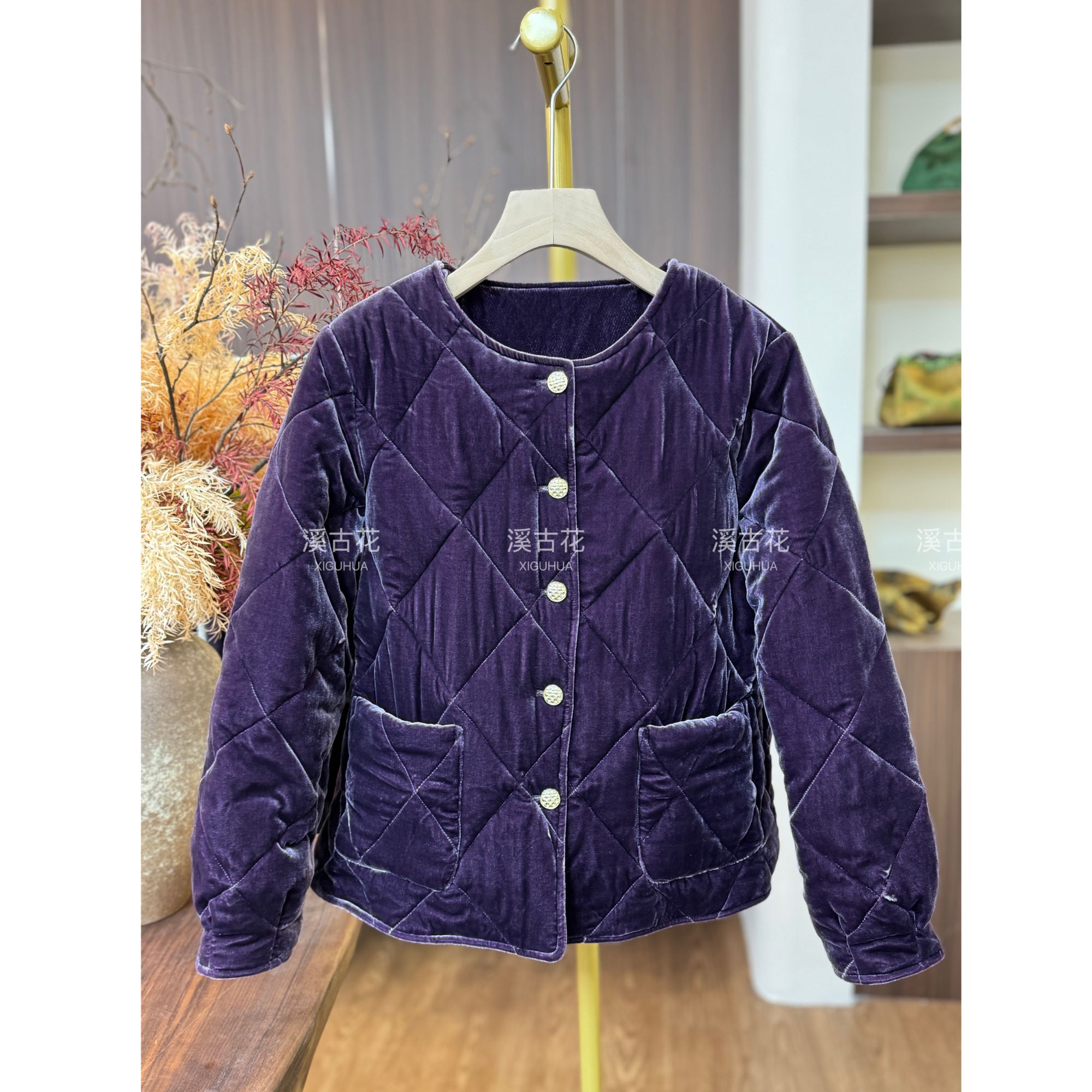 【福满多 】2025秋冬新款100%桑蚕丝棉衣重工真丝丝绒棉服高级百搭