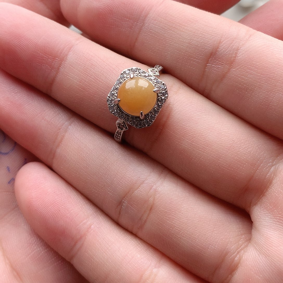 翡翠戒指银S925镶嵌0285