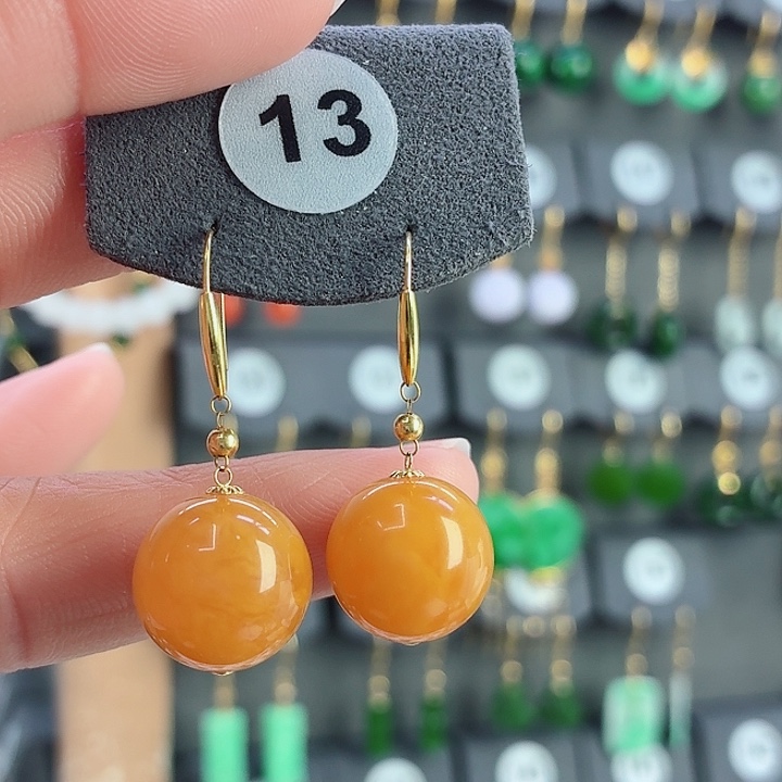 蜜蜡18K金镶嵌裸石