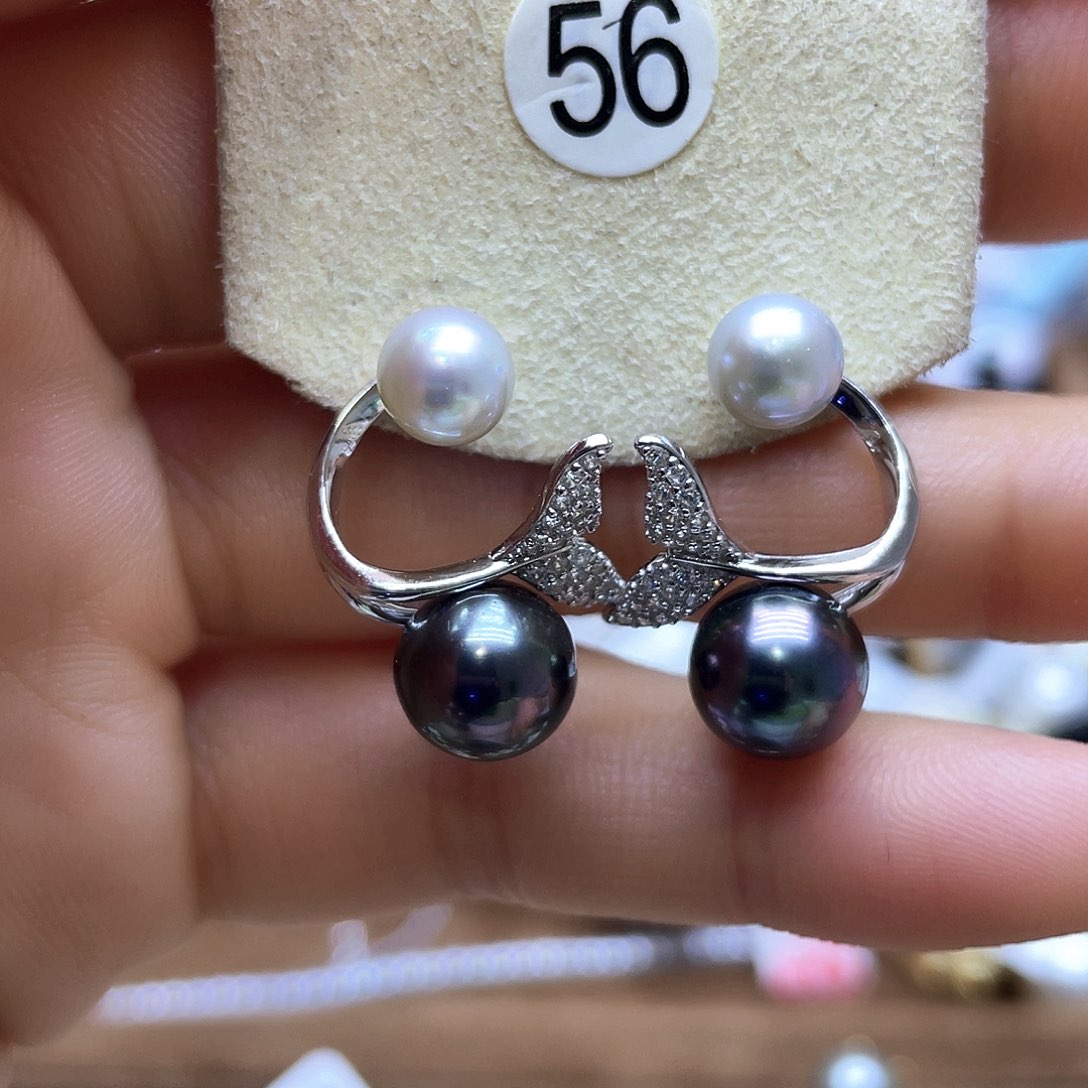 海水珍珠耳饰银S925镶嵌
