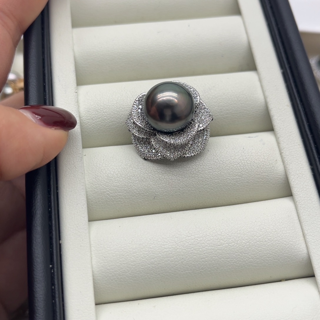 银S925镶嵌海水珍珠戒指