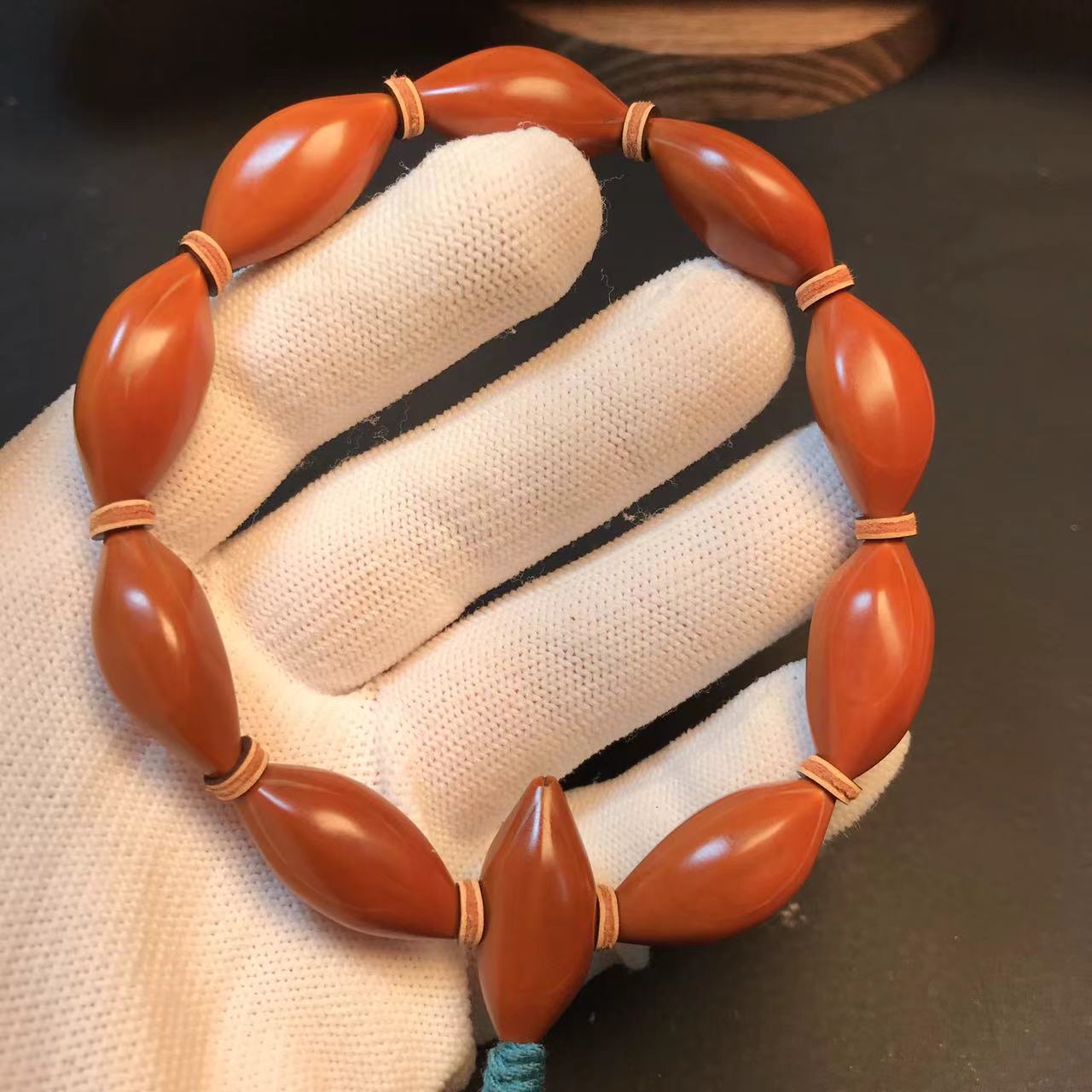 橄榄核素核手串小尺寸素核文玩手链打好底颜色红润