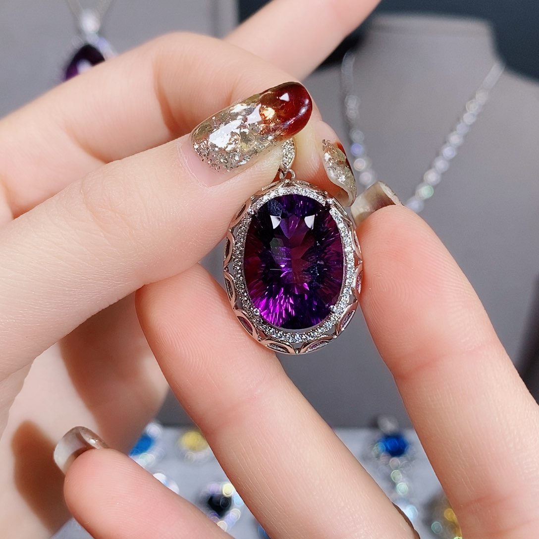 紫晶颈饰银S925镶嵌富****?1212