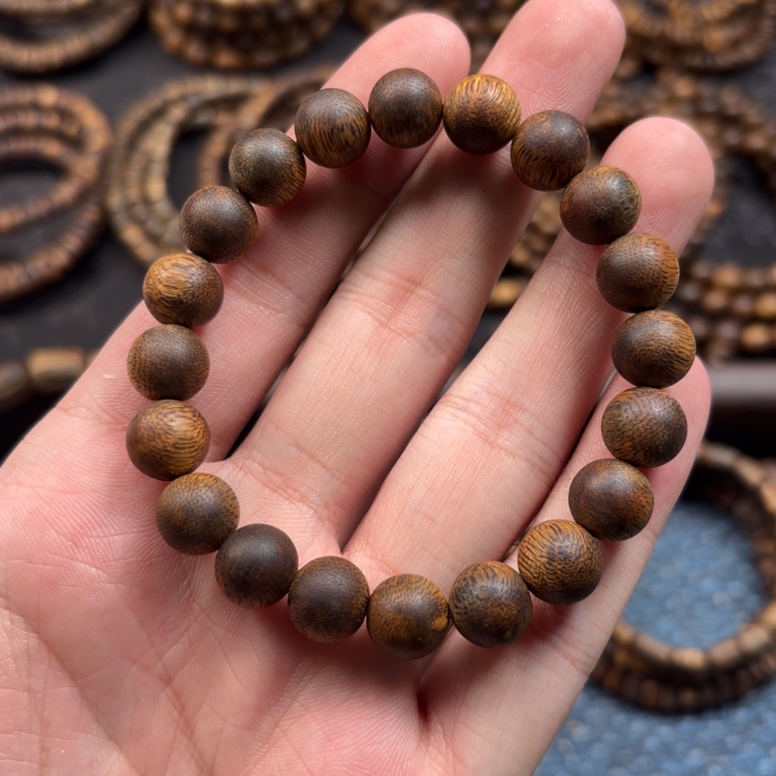 手串沉香淳化老料乌身圆叶1.0单圈高克重