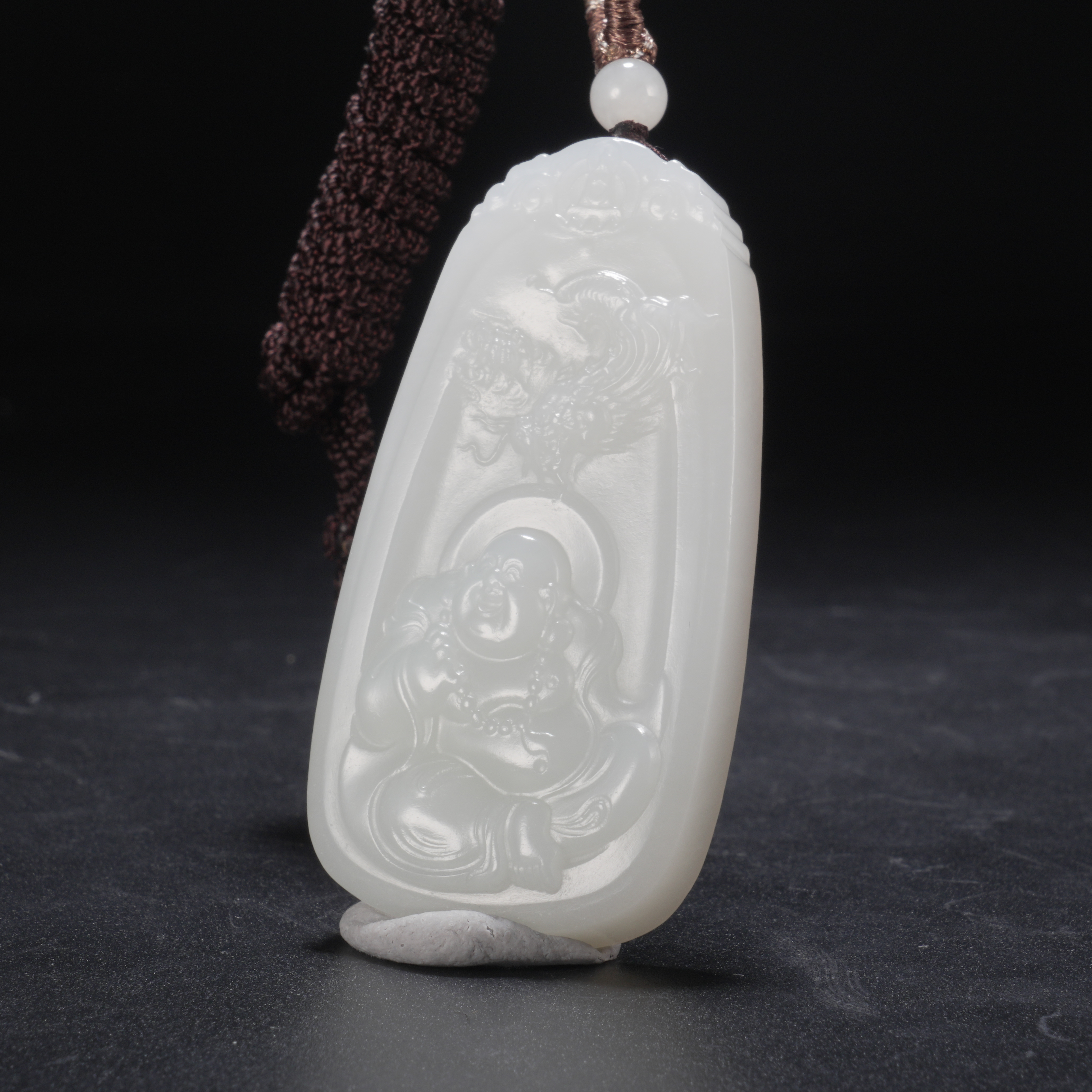 lot7老坑和田玉羊脂佛公平安牌挂件