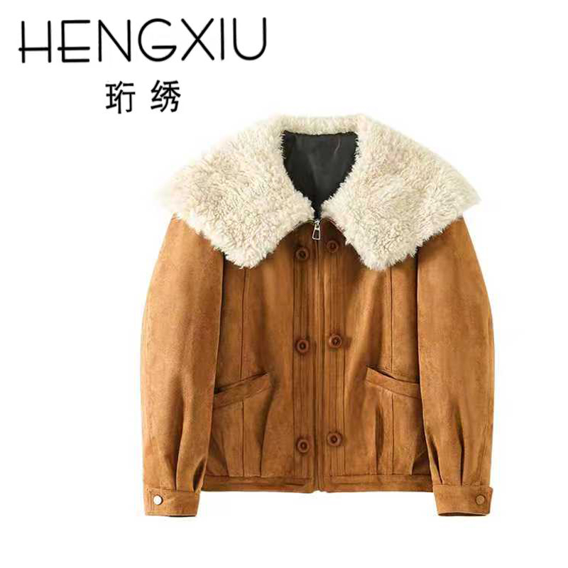 珩绣90绒冬季大翻领毛领鸭绒外套复古感保暖显瘦短款250910【专属】