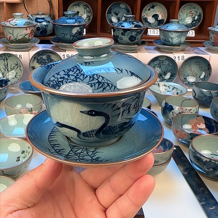 景德镇陶瓷陶瓷杯三才盖碗