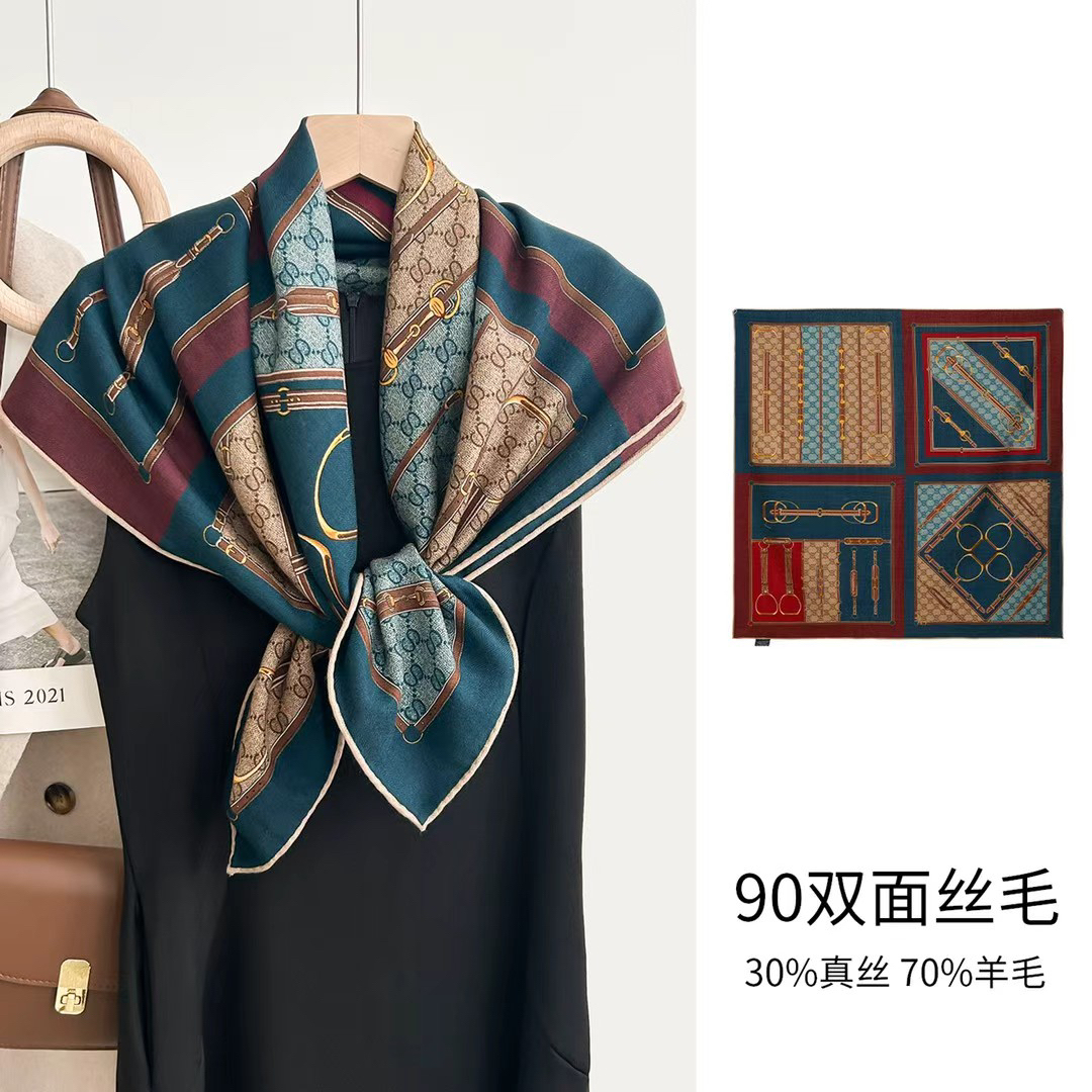 丝纡---下午茶   双面色丝毛披肩围巾85cm