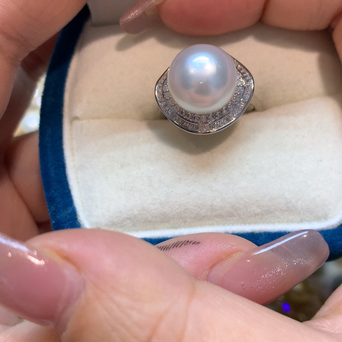 海水珍珠戒指银S925镶嵌