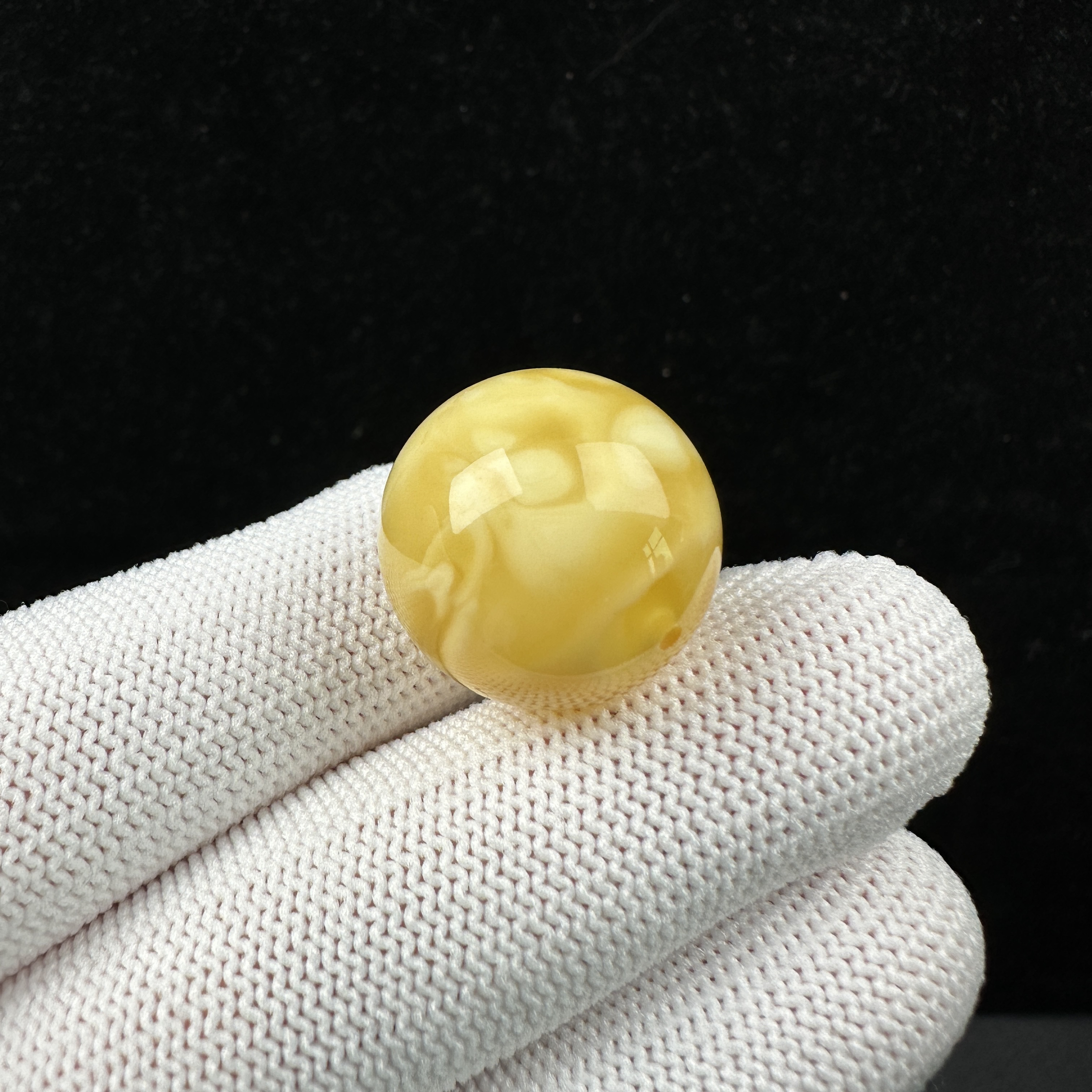 M7455天然蜜蜡妖花圆珠 19mm支持复检