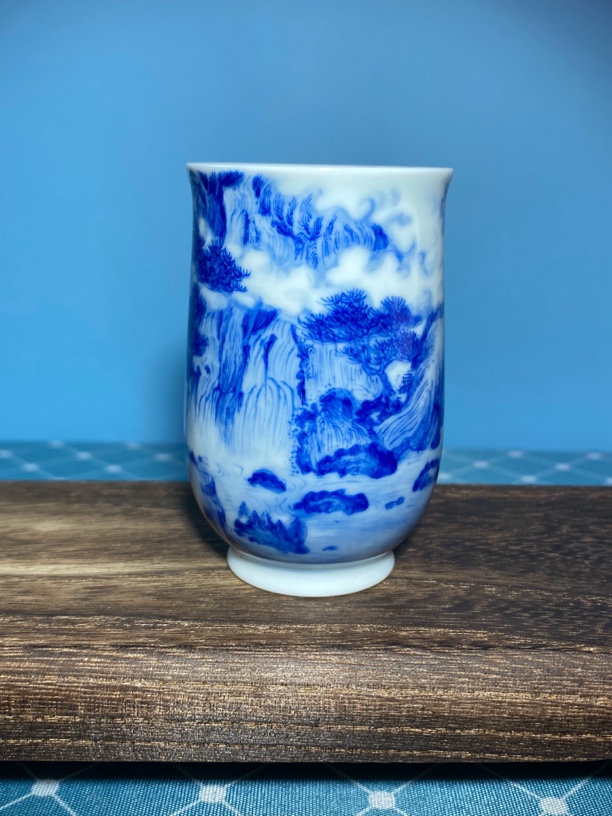 景德镇制陶瓷全手工重工内外山水闻香杯