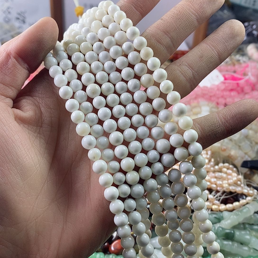 玛瑙/玉髓珠宝半成品未镶嵌一条天然6mm大白车贝壳