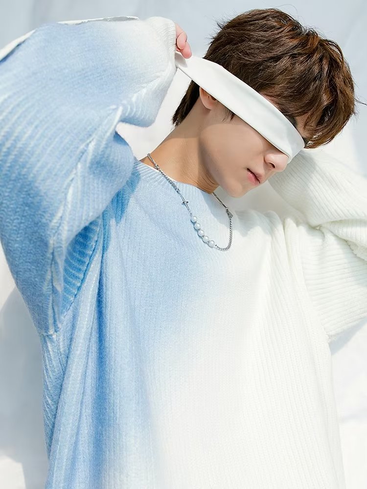 高级感超好看撞色渐变秋冬毛衣女2025新款宽松慵懒风软糯针织上衣