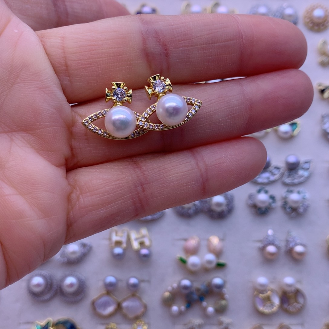 淡水珍珠耳饰合金