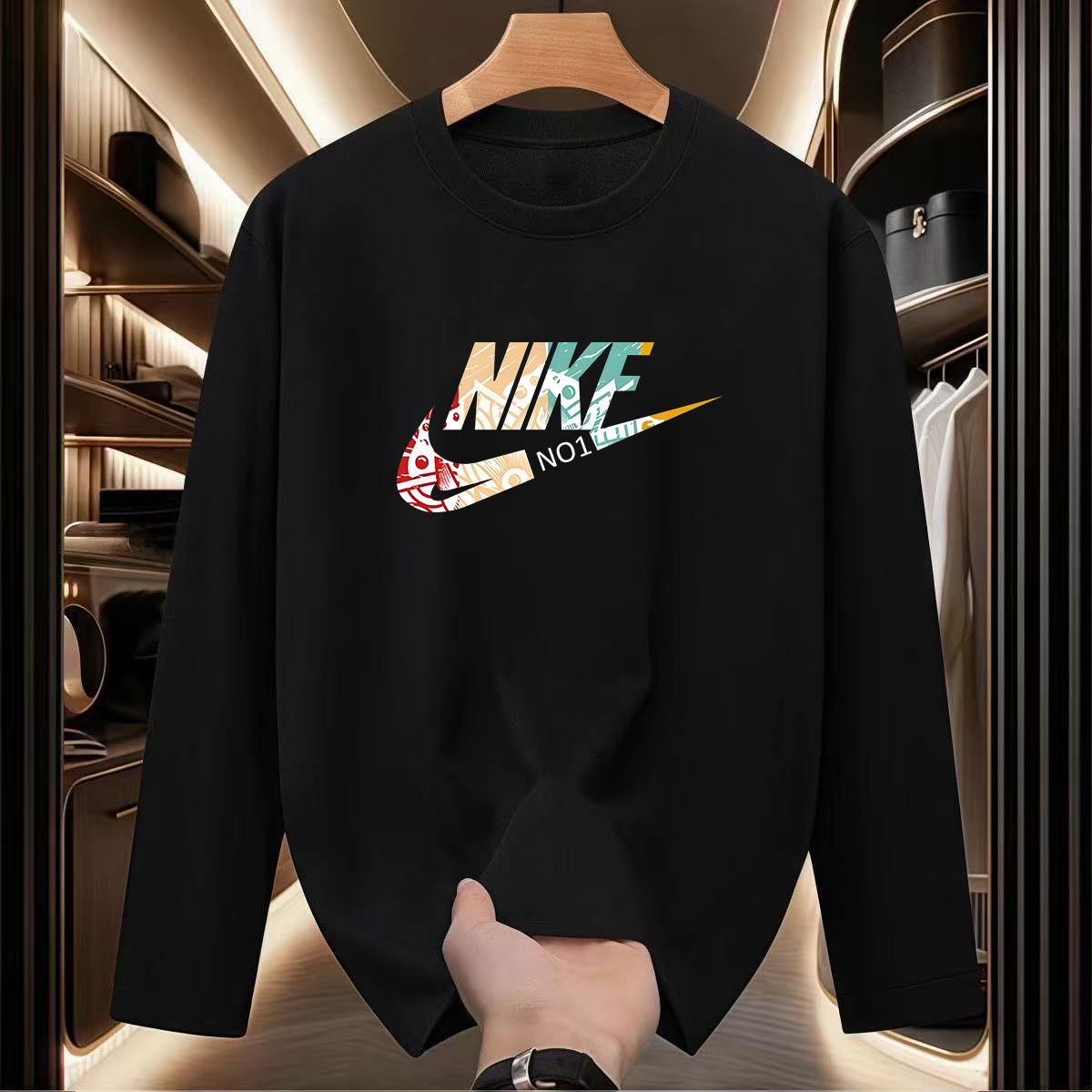 赫舒特秋冬冬季长袖速;保暖上衣套头字母打底衫潮流