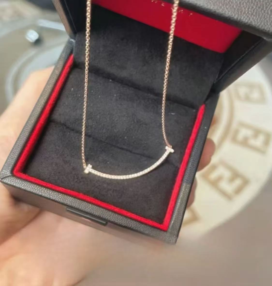 【梵璇珠宝】18k金 宽版微笑 （玫色）