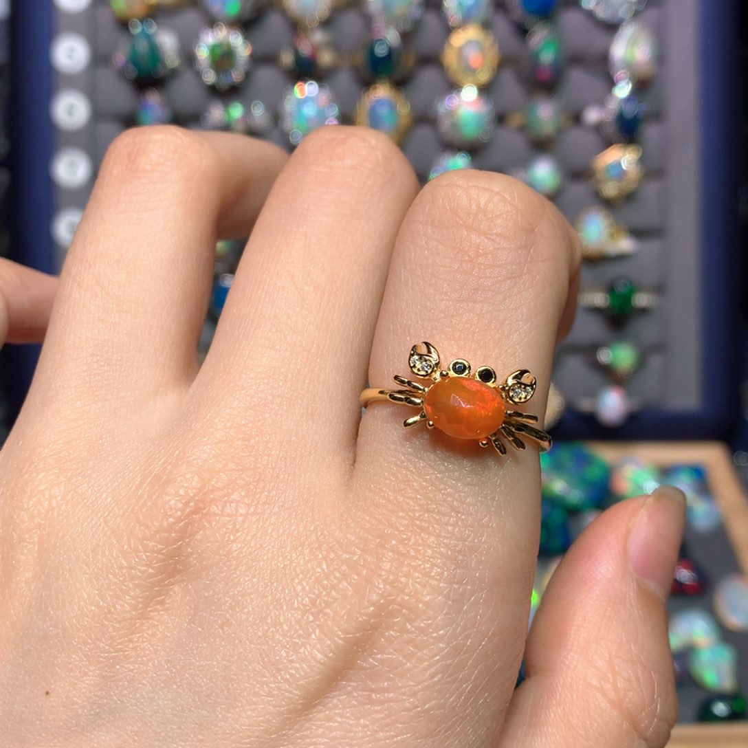 欧泊银S925镶嵌戒指款式与*