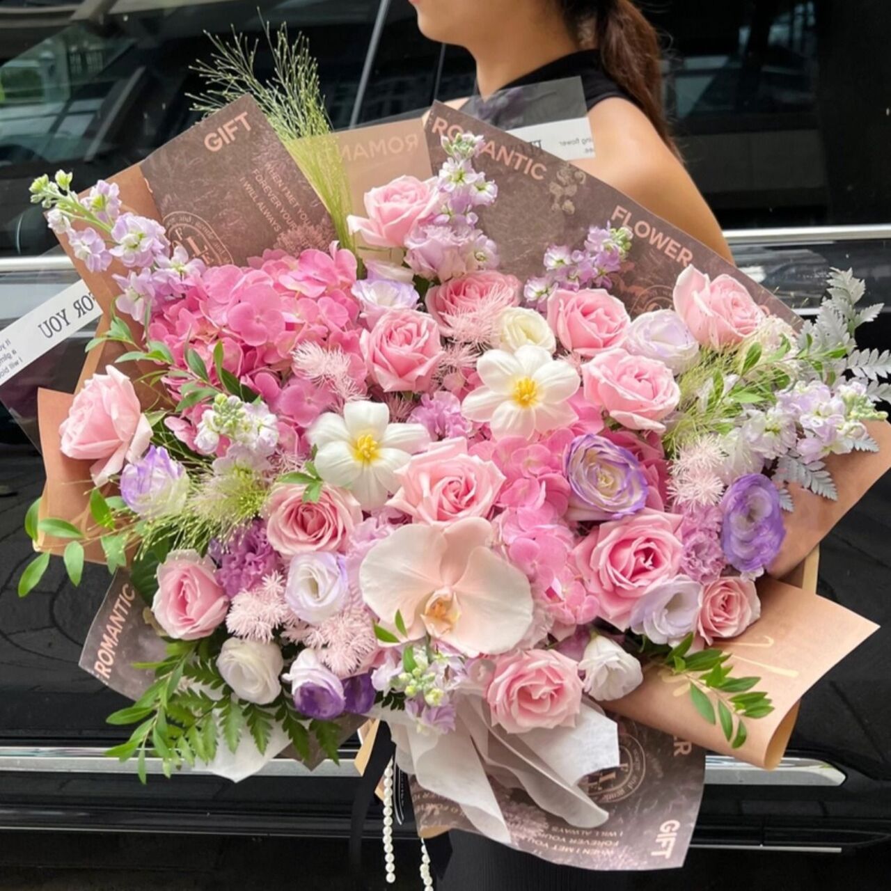 超大一捧【春日契约】郁金香蝴蝶兰粉玫瑰绣球紫罗兰混搭花束送女友送闺蜜生日花束生日鲜花配送