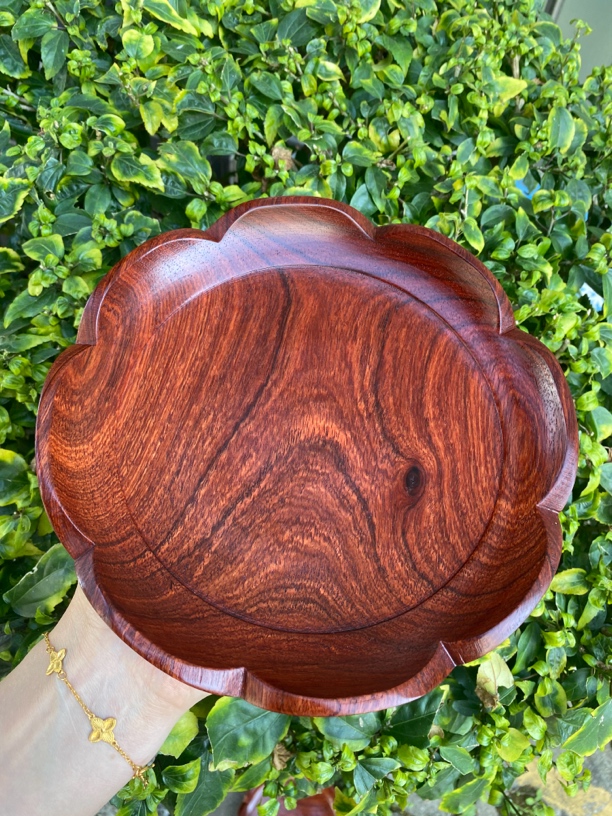 缅甸花梨木整料花边果盘  直径20cm高3.5cm