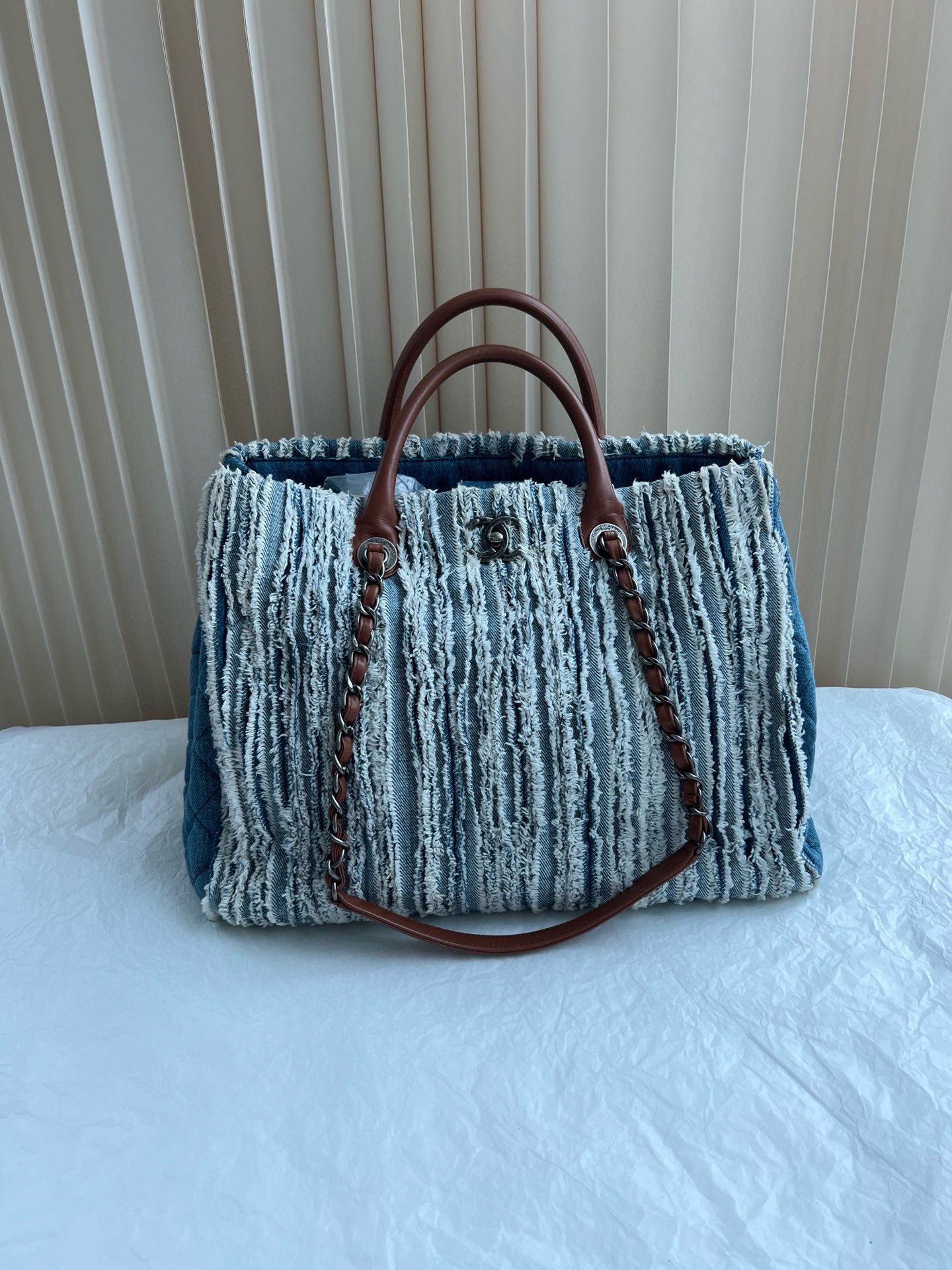 95新 Chanel/香奈儿 8552  Chanel 牛仔流苏2way托特