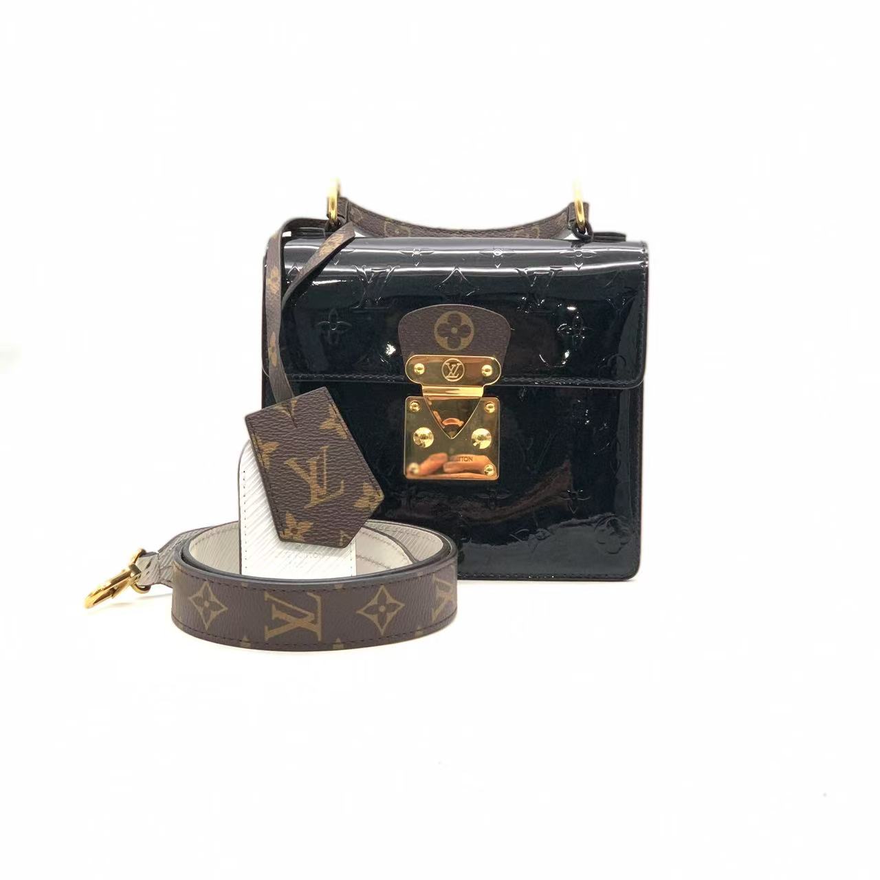 99新 LouisVuitton/路易威登  黑色漆皮小号春街包