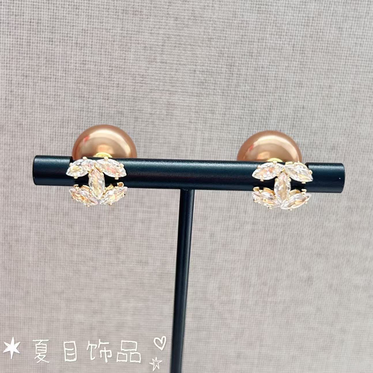 铜合金耳饰 日韩女法式金色耳钉简约彩色镶嵌轻奢饰品时尚