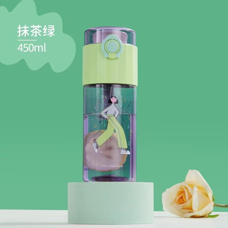 尾单运动健身学生高颜值泡茶杯子tritan塑料刻度直饮水壶