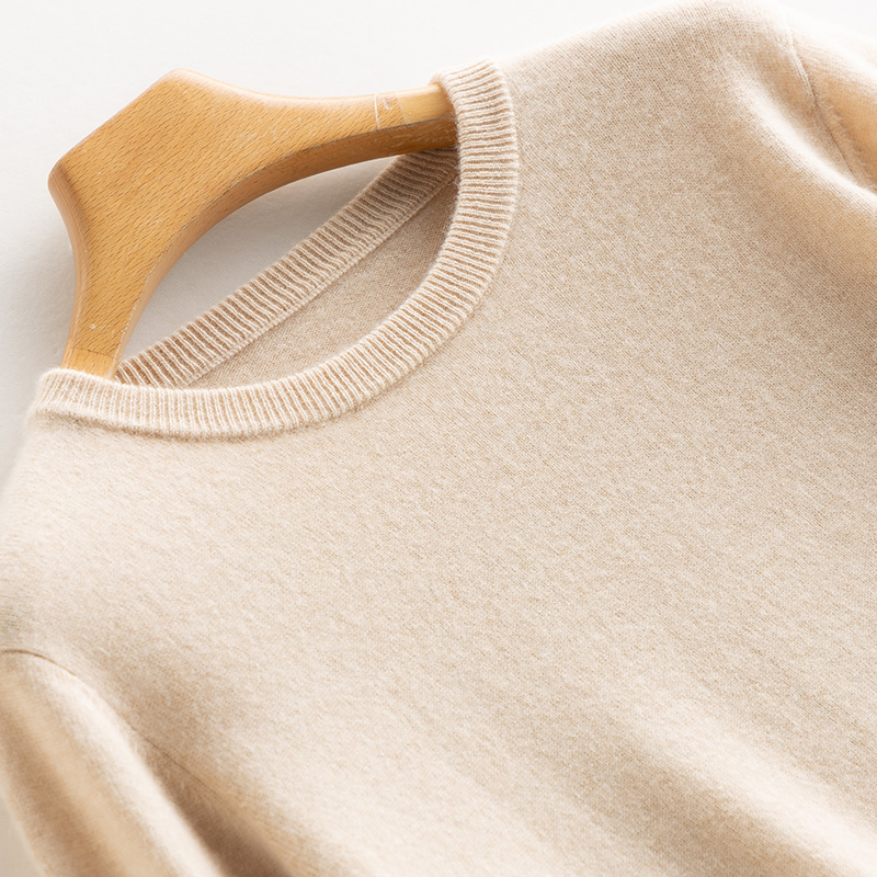 X中厚圆领双层领女羊绒衫