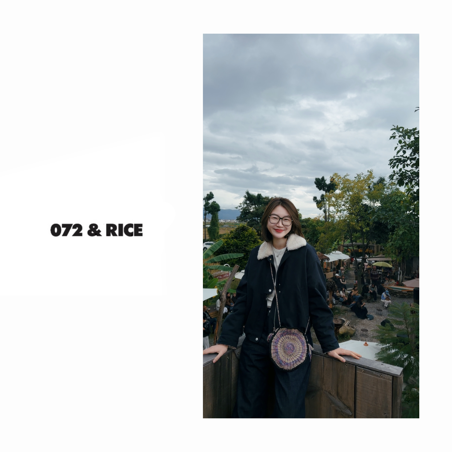 072 & RICE【雪国列车】秋季休闲翻领菱格纹棉服外套 A-32SF038