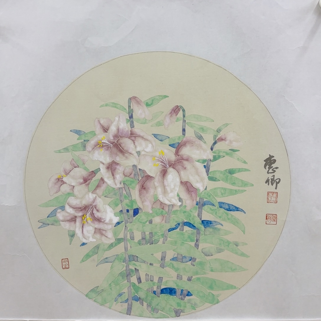 国画阿*儿董惠卿斗方花鸟赵