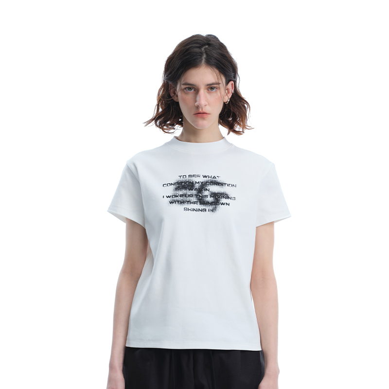 BANDITK GANGN 2025新款模糊字母白色圆领短袖T恤