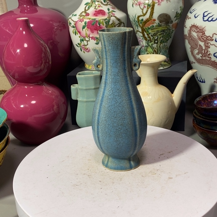 其他柴瓷双凤耳赏瓶