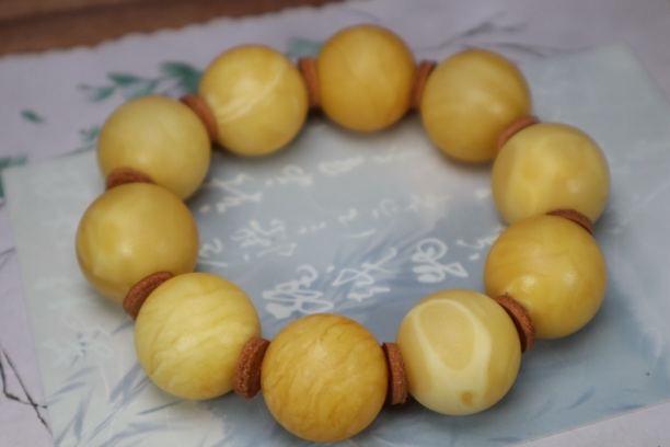 【青希珠宝】天然琥珀蜜蜡圆珠手串尺寸22.5mm