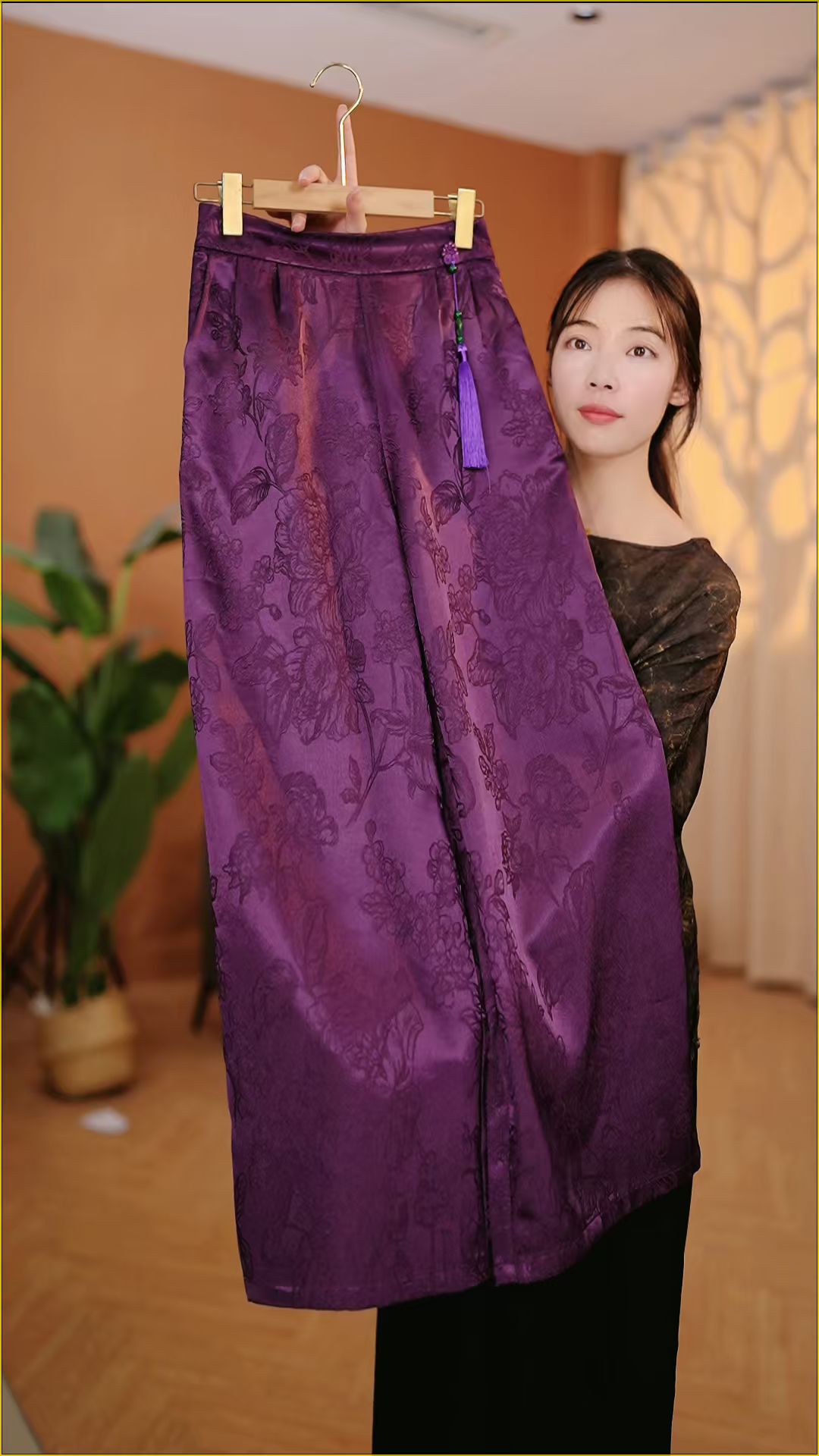 流苏紫新款气质百搭高腰阔腿裤（DM47/鲤雨/芝/慧）