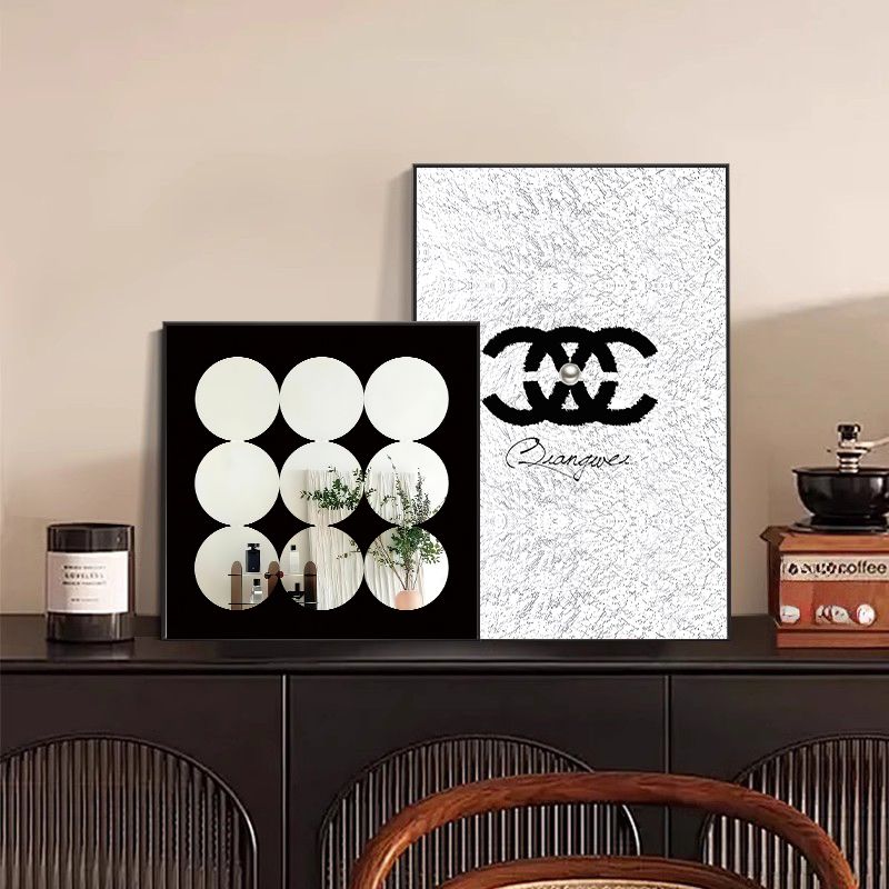 铝合金九宫格轻奢风格艺术沙发背景卧室背景墙装饰画摆放高级摆放