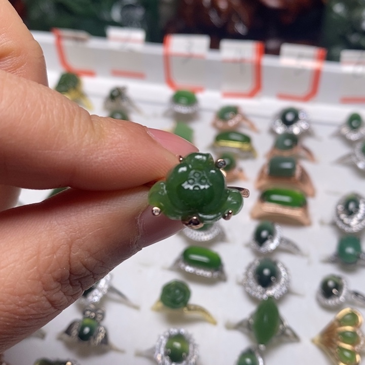 和田玉银S925镶嵌戒指