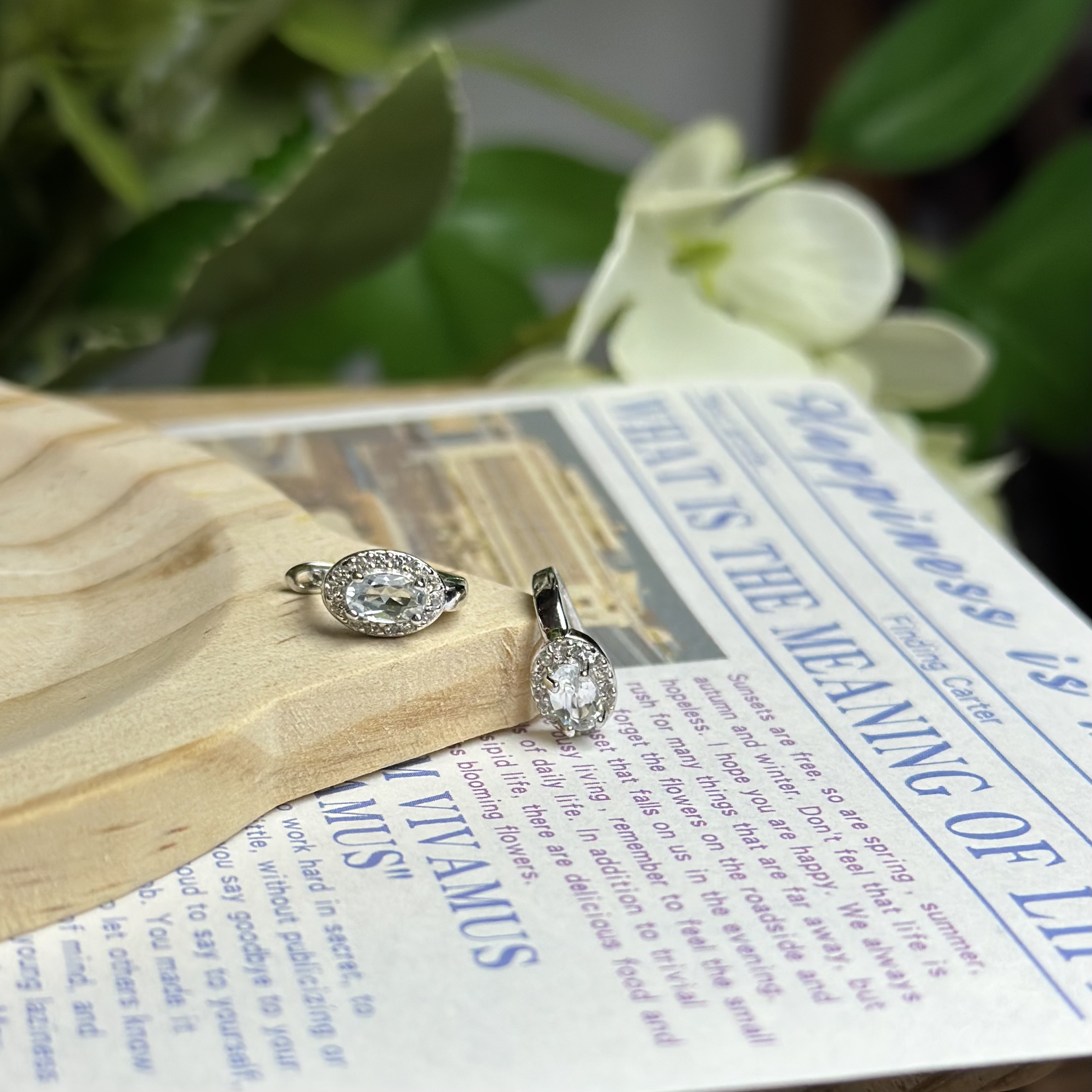 【281】天然海蓝宝耳扣s925银