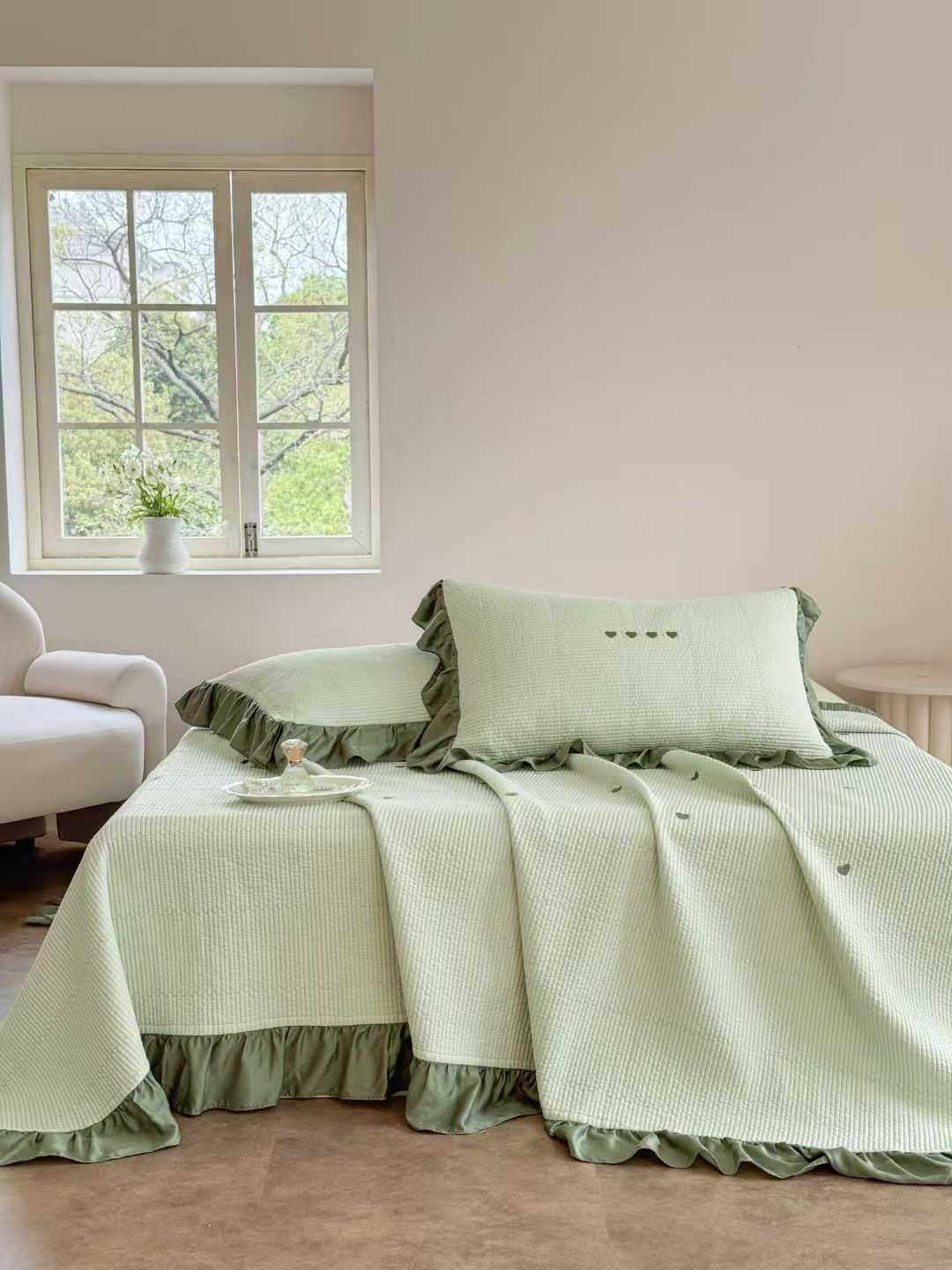 艾莎公主【艾莱岢】花边款床盖夏被四件套