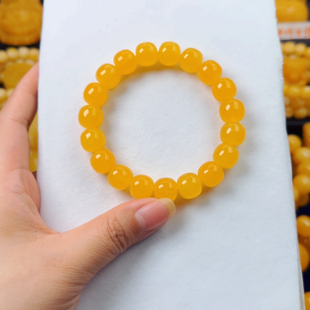 蜜蜡颈饰未镶嵌橘色同料12