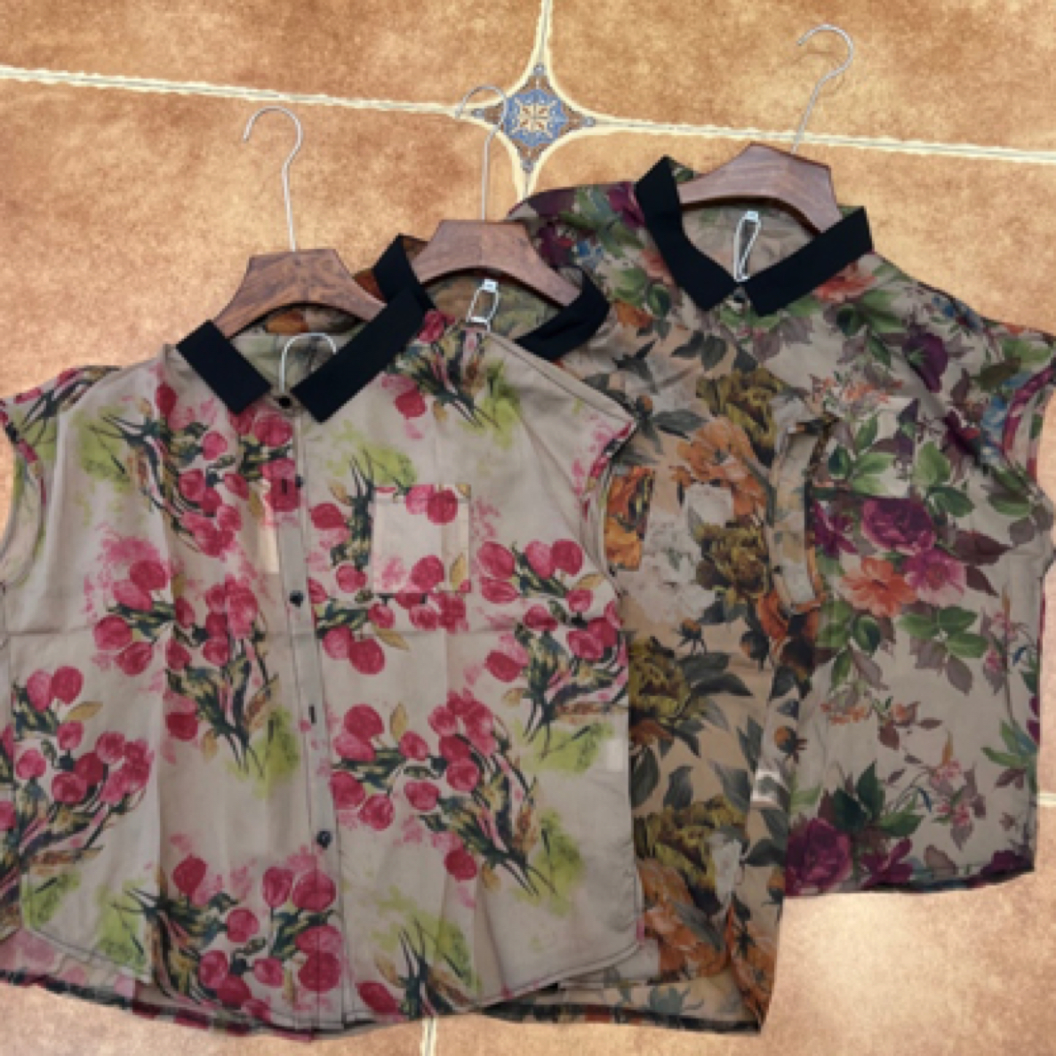 汝州喷姐2025新款慵懒风夏季时尚水墨女装休闲立领小衫