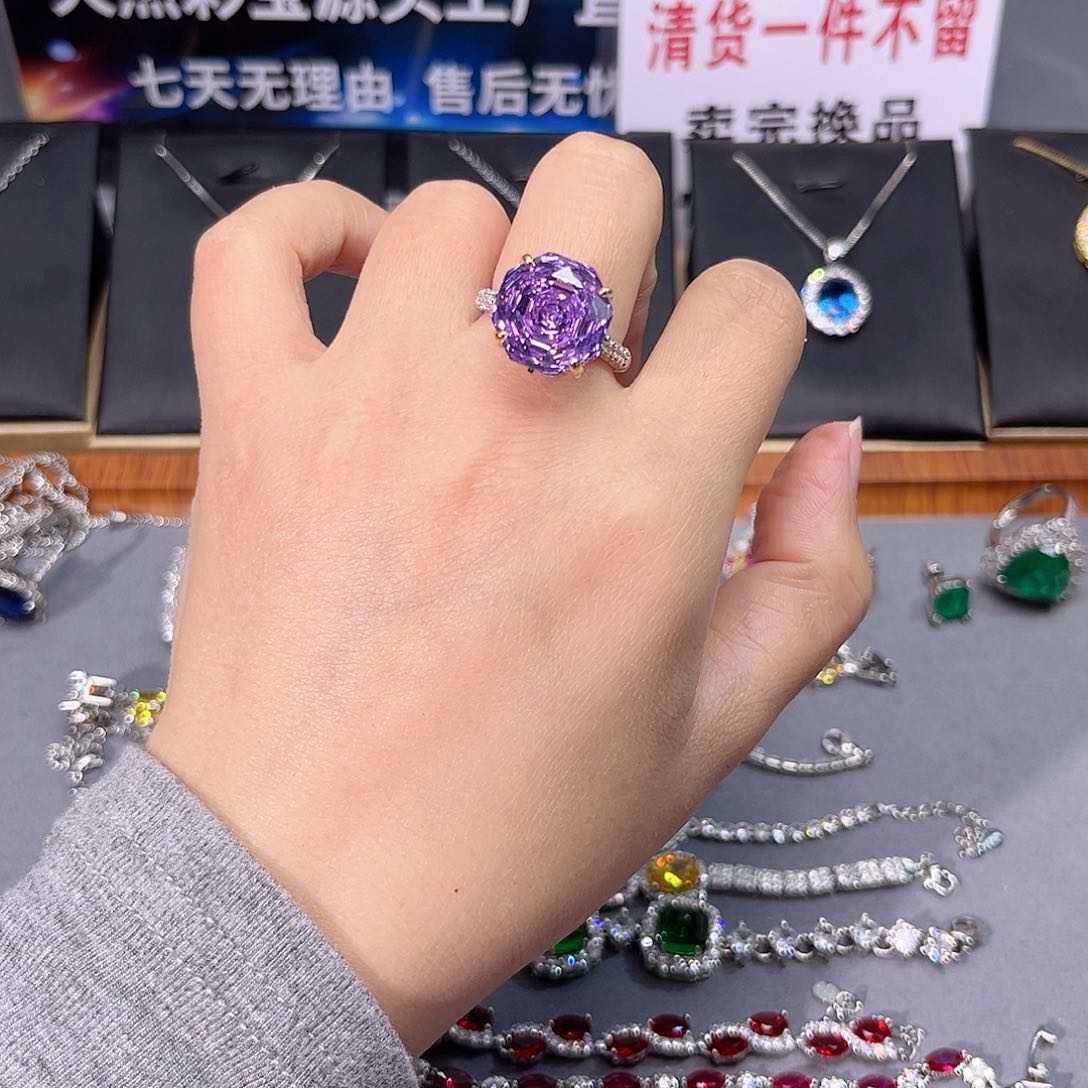 蓝宝石戒指银S925镶嵌回