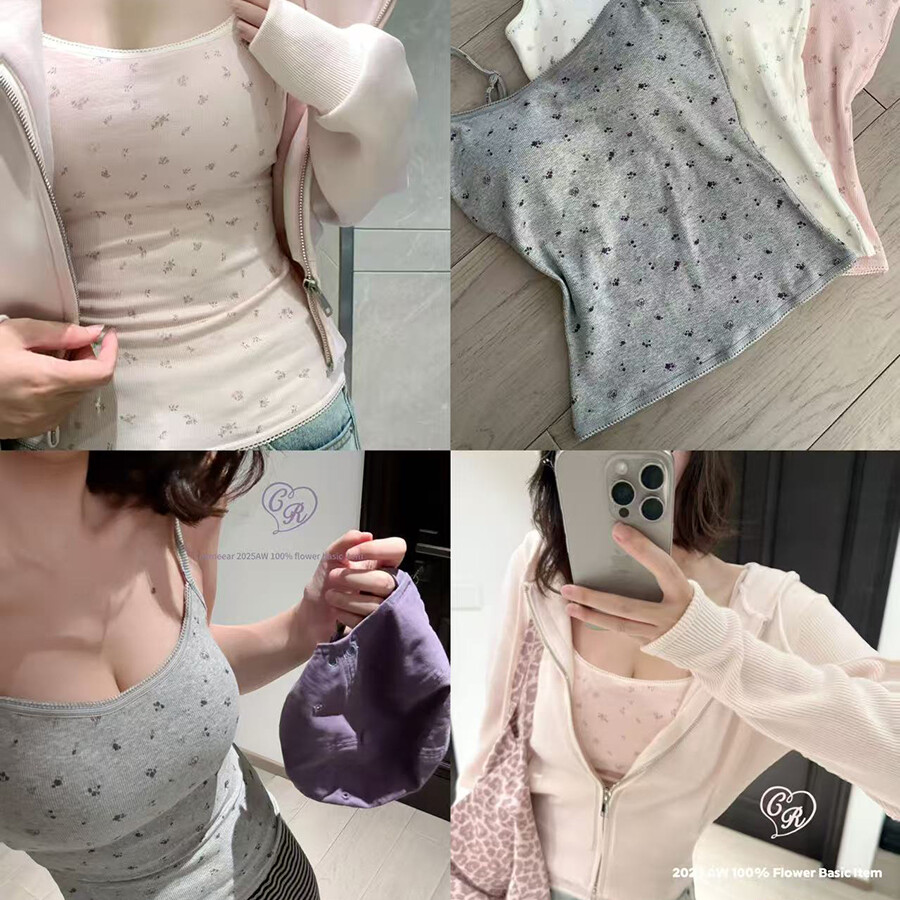 CallmeEar//【田园诗集】纯欲碎花吊带背心女秋季内搭上衣 带胸垫