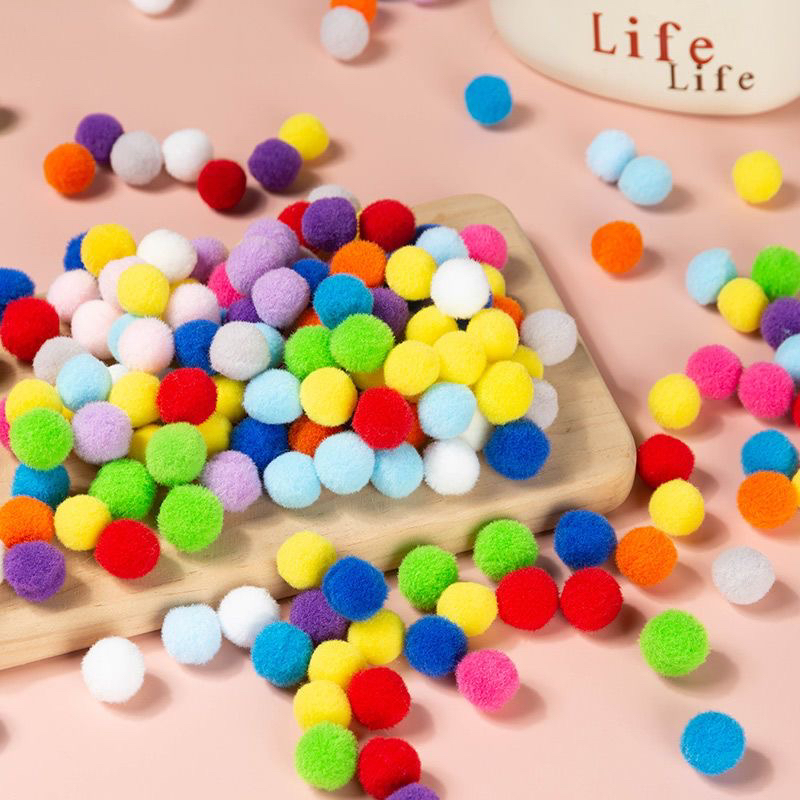 六八顺0.5/1/1.5/2/2.5/3cm高弹性毛球全尺寸全色彩diy幼儿手工幼